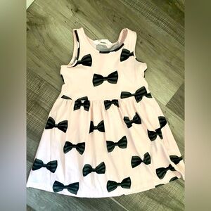 H & M Light Pink Black Bows Girls Toddler Dress Size 4-6T